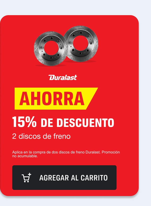 AHORRA 15% de descuento 2 discos de freno Duralast