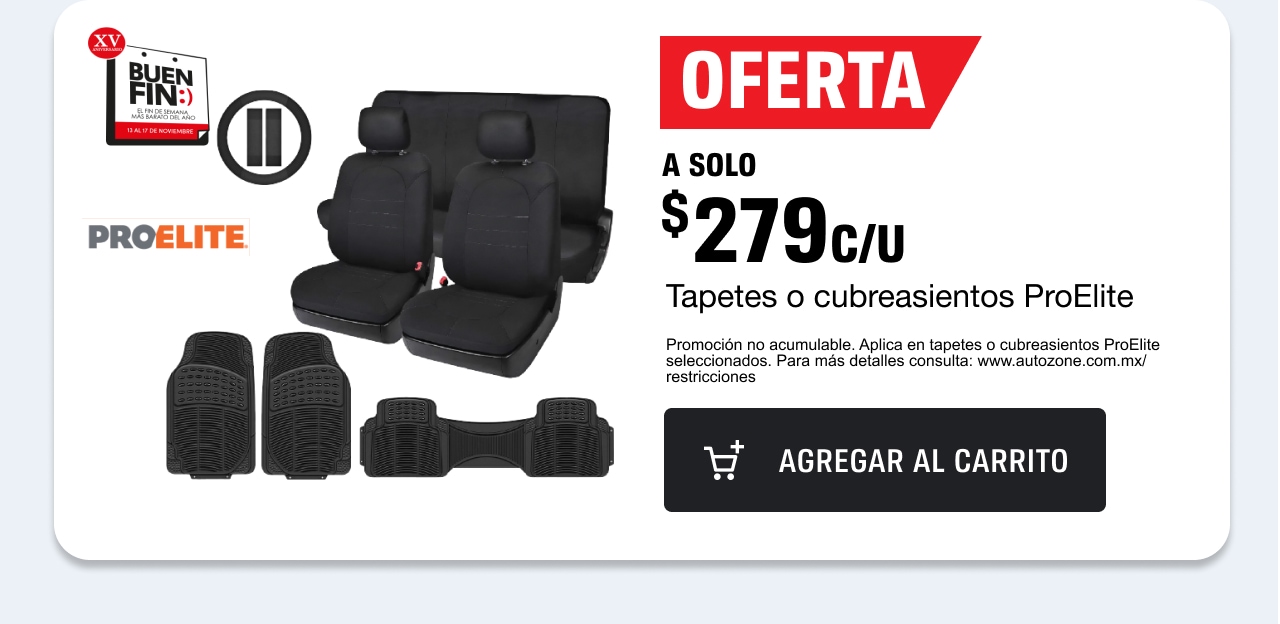 A SOLO $279c/u Tapetes o cubreasientos ProElite