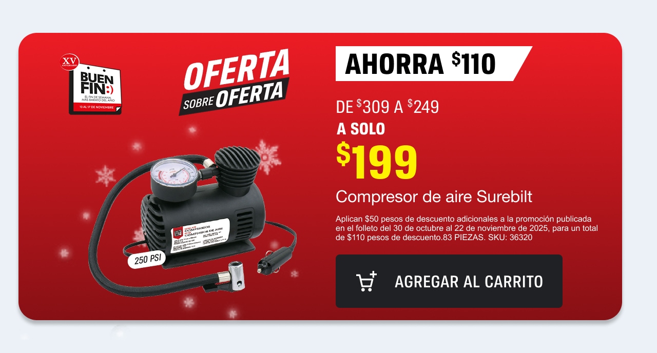 Compresor de aire Surebilt a solo $199