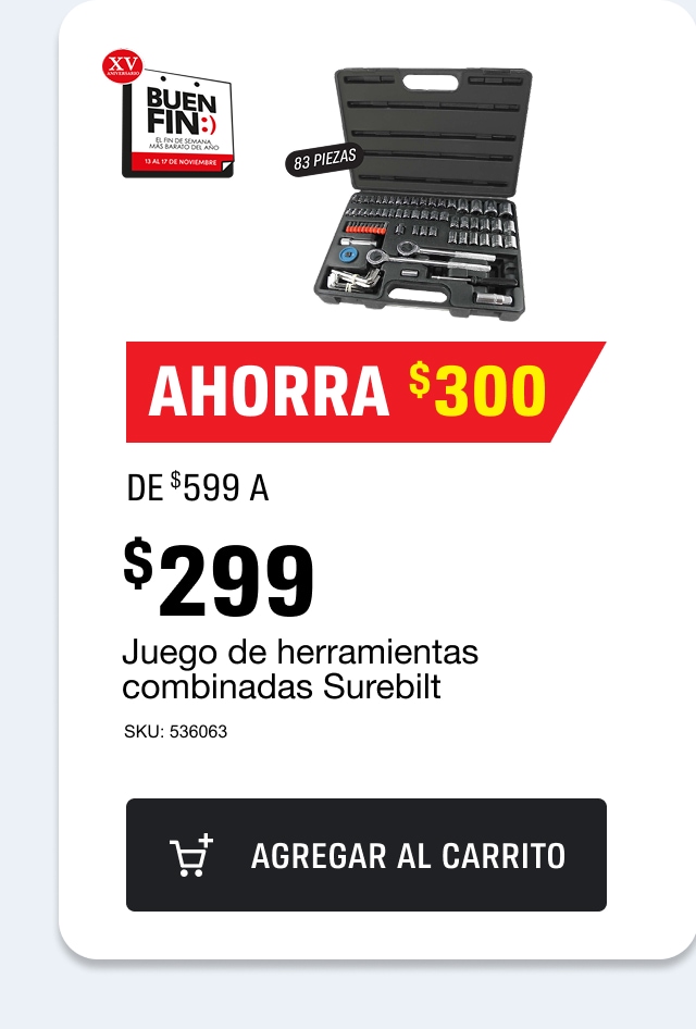 $299 Juego de herramientas combinadas Surebilt