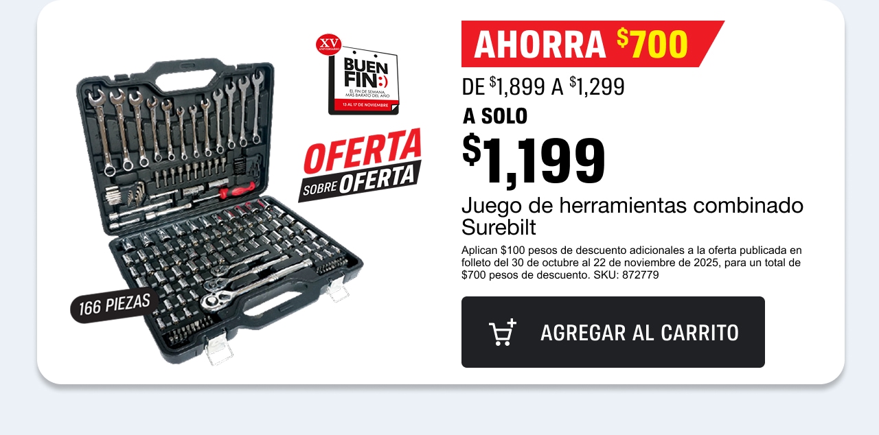 A SOLO $1,199 Juego de herramientas combinado Surebilt
