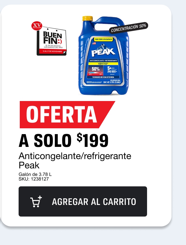 OFERTA A SOLO $199 Anticongelante/refrigerante Peak