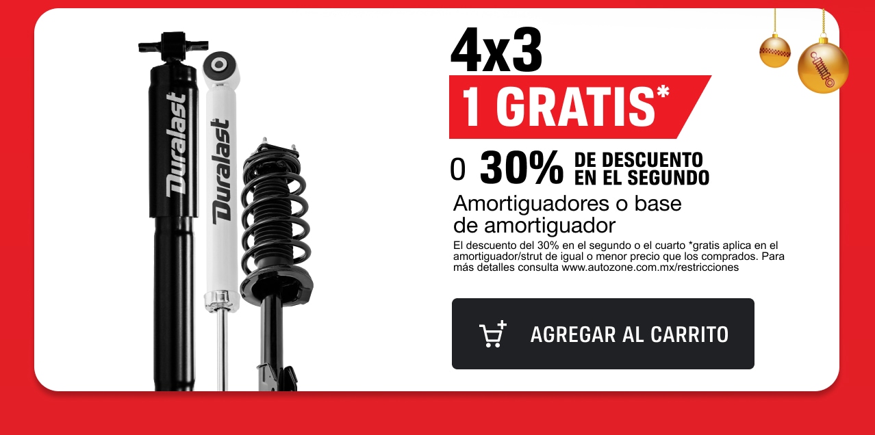 4x3 GRATIS O 30% DE DESCUENTO EN EL SEGUNDO. AMORTIGUADORES O BASE DE AMORTIGUADOR.