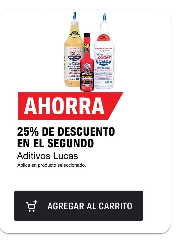 Ahorra en aditivos Lucas con un 25% de descuento en el segundo.