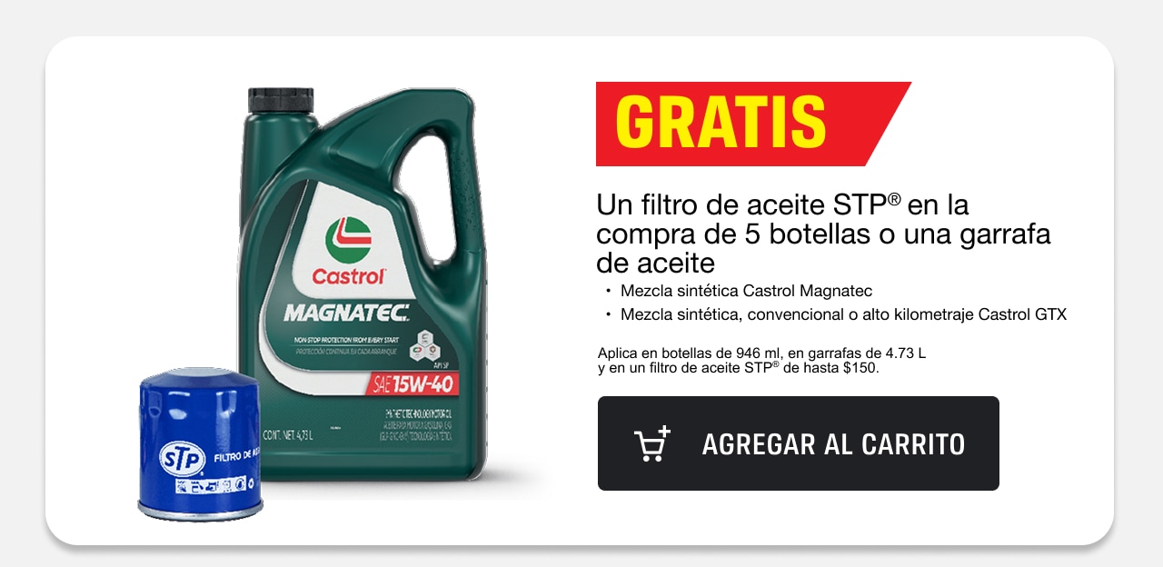 Un filtro de aceite STP en la compra de 5 botellas o una garrafa de aceite