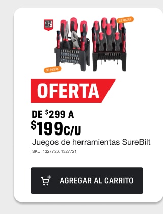 De $299 a $199 c/u juego de herramientas Surebilt