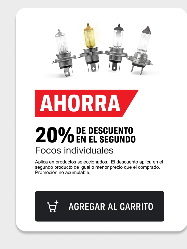 Focos individuales ahorra 20% de descuento en el segundo