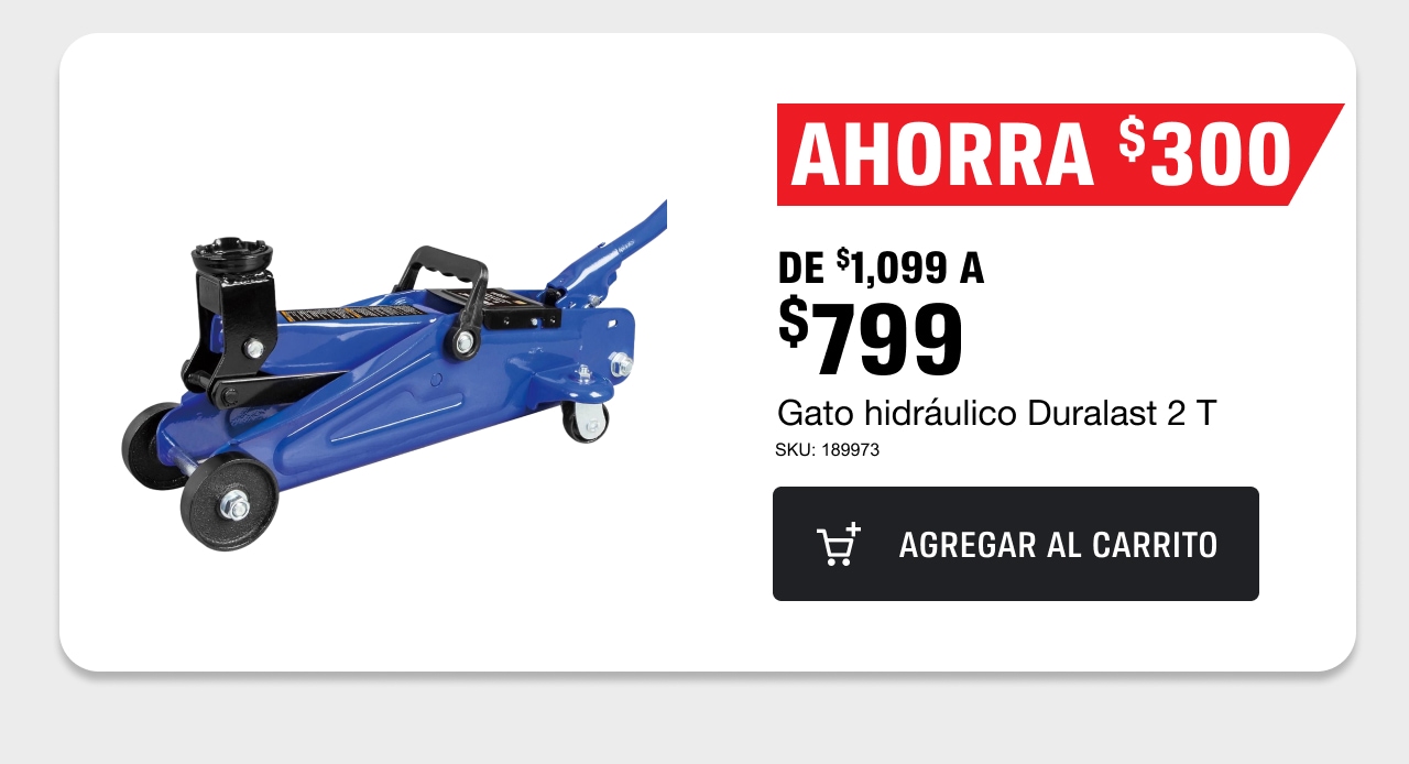 Ahorra $300. De $1,099 a $799 Gato hidráulico Duralast 2T