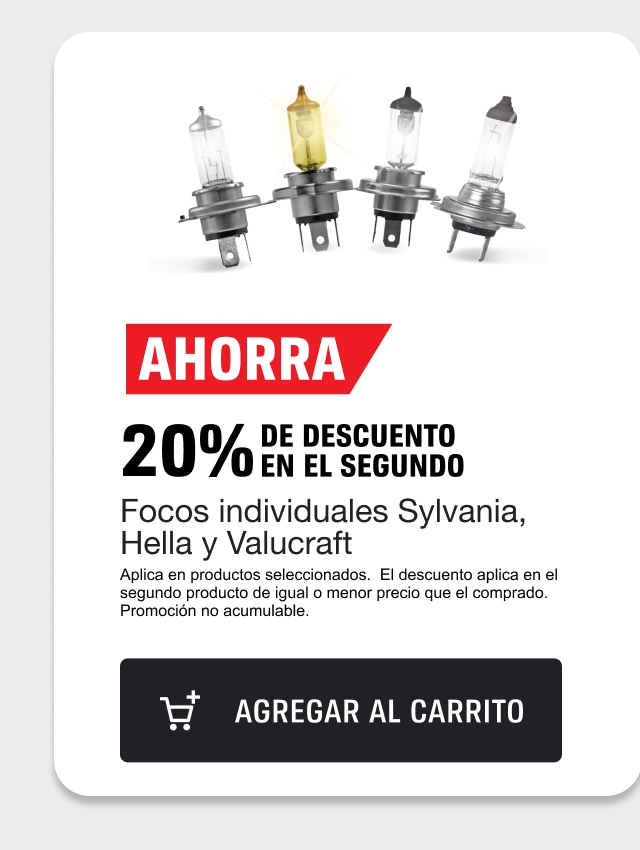 Ahorra 20% de descuento en el segundo focos individuales.