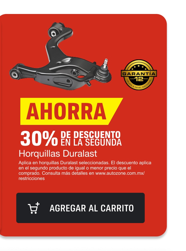 Ahorra 30% de descuento en la segunda en horquillas Duralast.