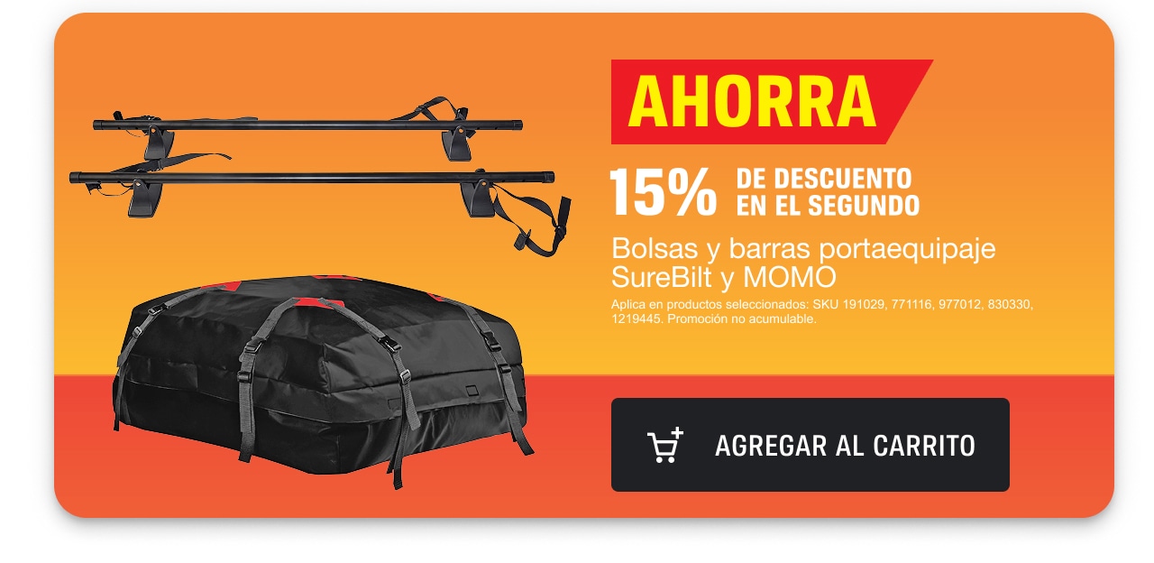 Ahorra 15% de descuento en el segundo en bolsas y barras portaequipaje SureBilt y MOMO