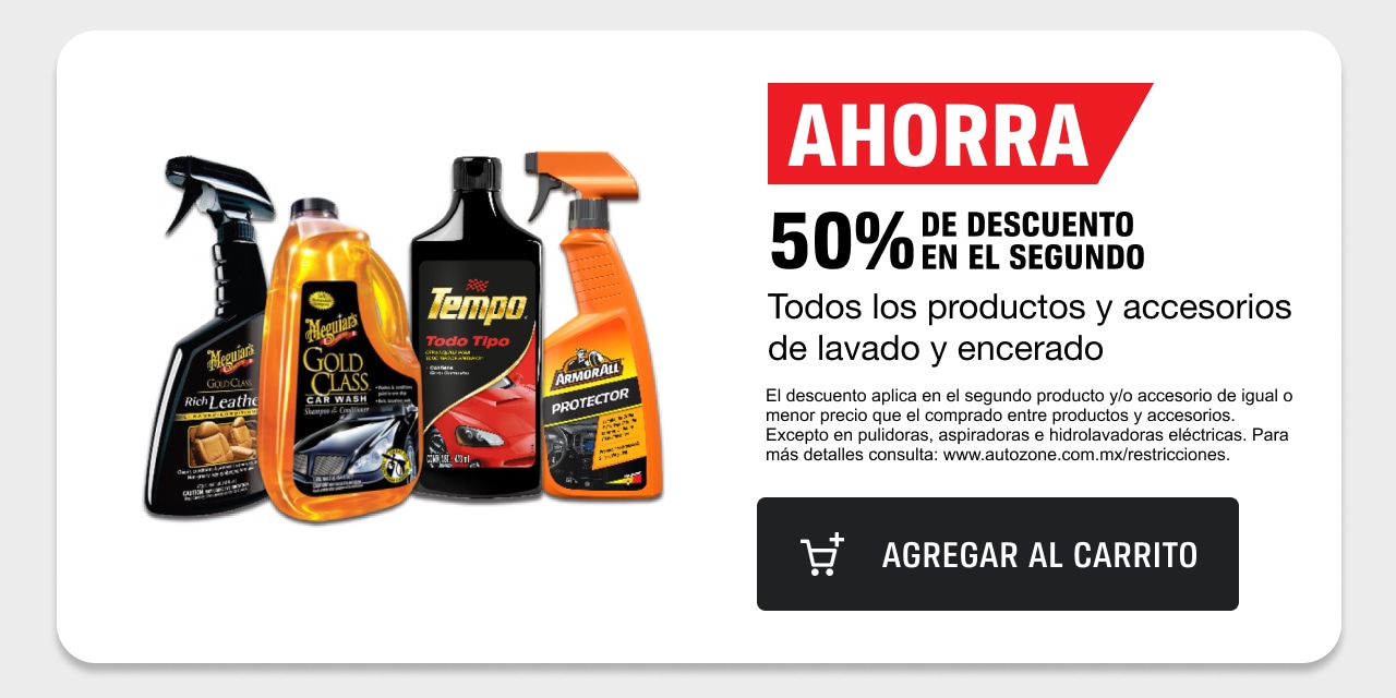 Ahorra 50% de descuento en el segundo en todos los productos y accesorios de lavado y encerado