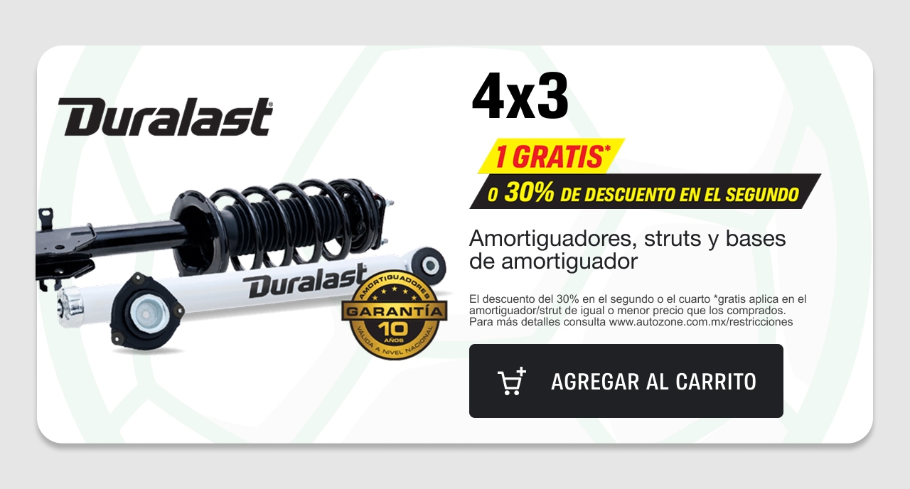 4x3 1 Gratis o 30% de descuento en el segundo en amortiguadores, struts y bases de amortiguador ​