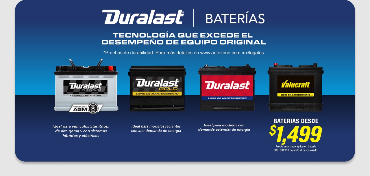 Baterías desde $1,499. Tecnología que excede el desmpeño de Equipo Original.