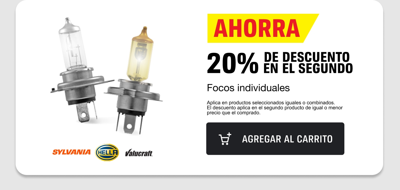 Ahorra 20% de descuento en el segundo en focos individuales