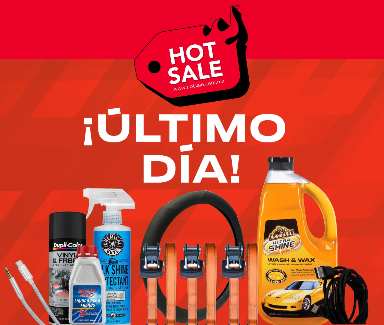 50% de descuento en el segundo en todos los productos y accesorios de lavado y encerado.