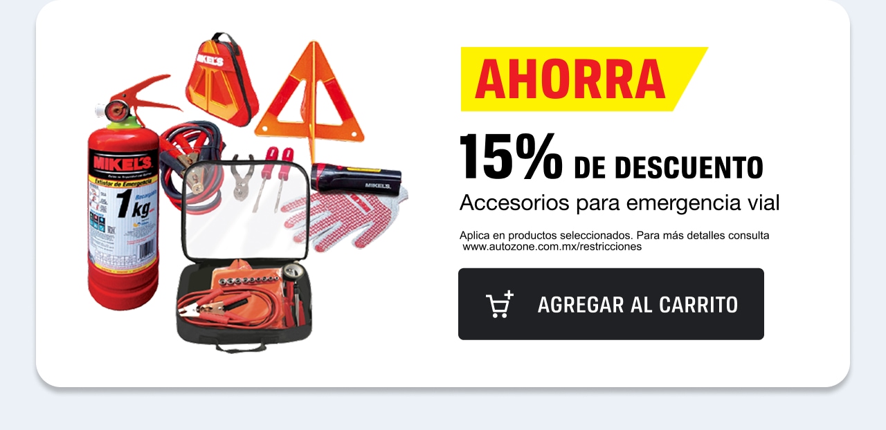 Ahorra 15% de descuento en accesorios para emergencia vial
