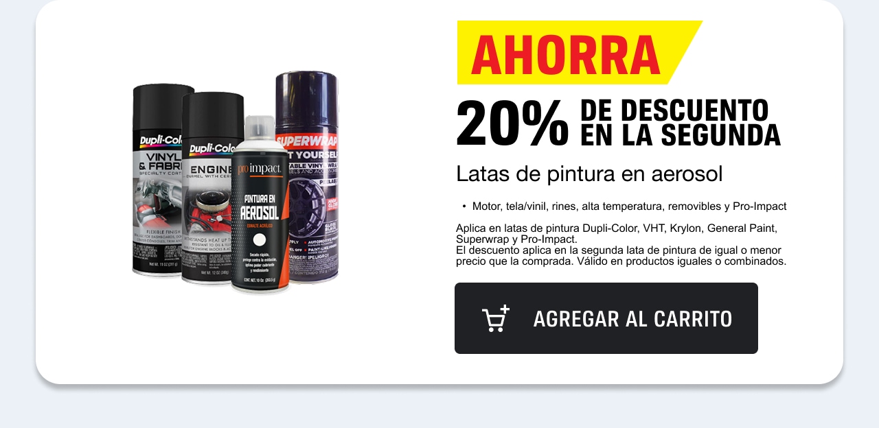 Ahorra 20% de descuento en la segunda en latas de pintura en aerosol