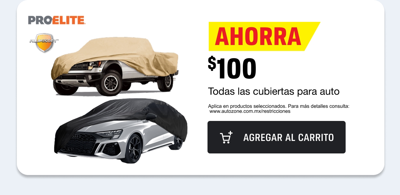 Ahorra $100 en todas las cubiertas para auto.