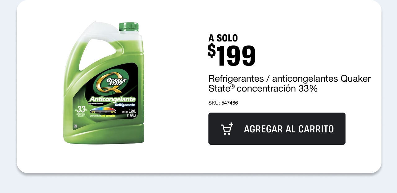 A solo $199 refrigerante / anticongelante Quaker State concentración 33%​
