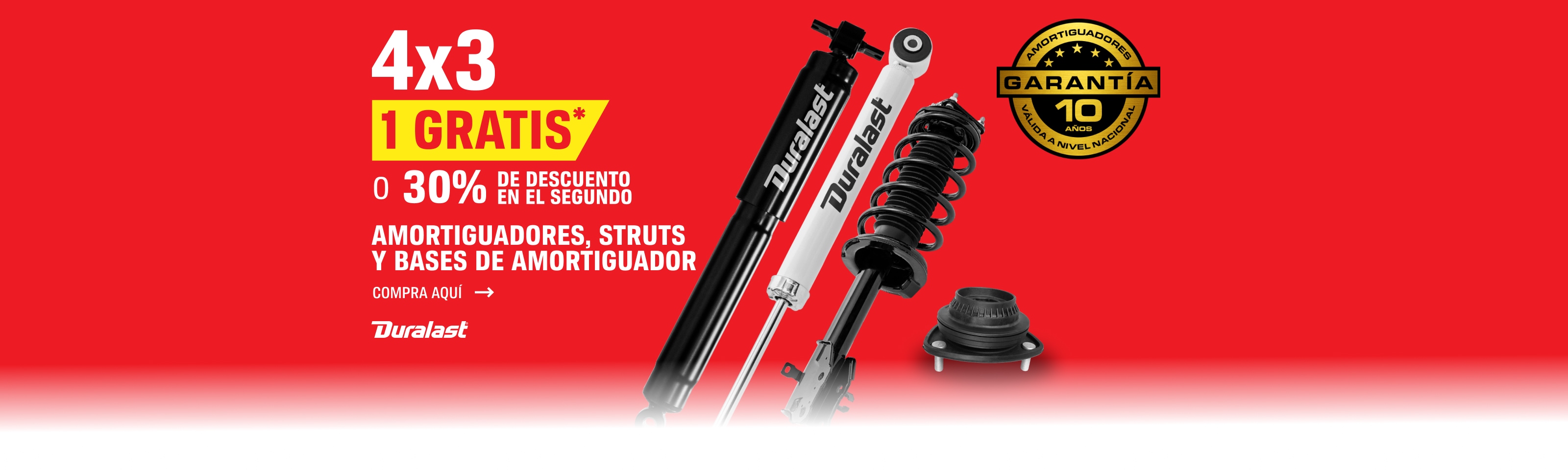 4x3 GRATIS O 30% DE DESCUENTO EN EL SEGUNDO. AMORTIGUADORES O BASE DE AMORTIGUADOR.