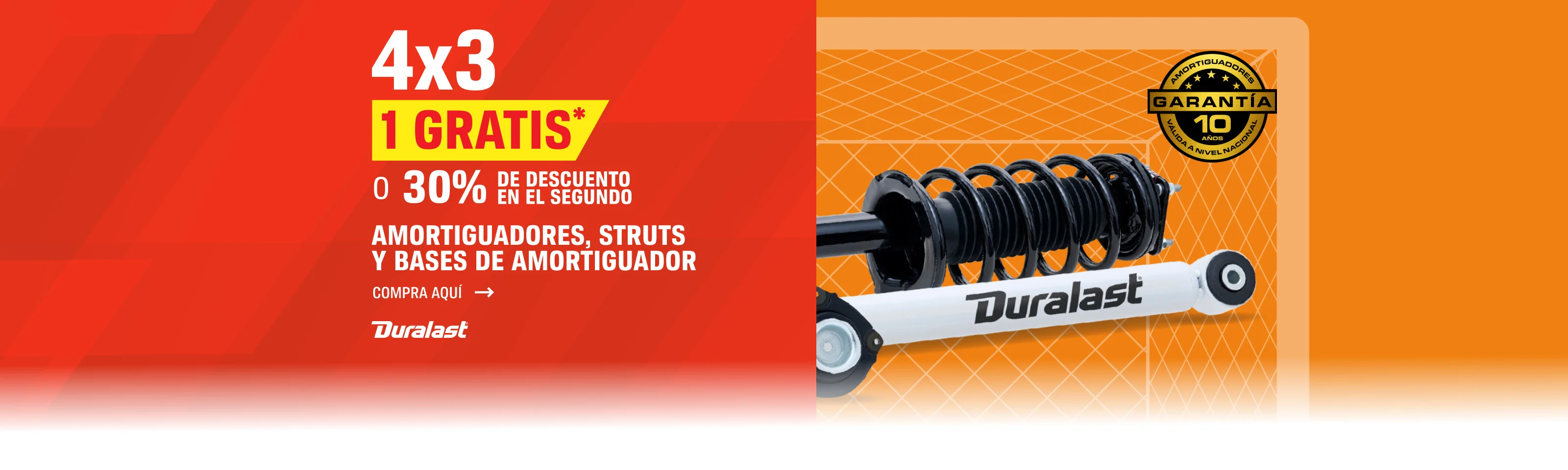 4x3 GRATIS O 30% DE DESCUENTO EN EL SEGUNDO. AMORTIGUADORES O BASE DE AMORTIGUADOR.