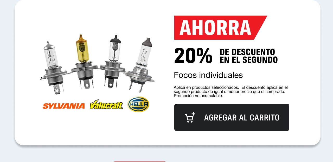 Ahorra 20% de descuento en el segundo en focos individuales