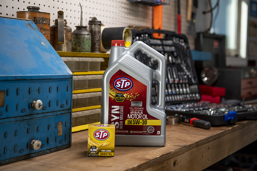 High Mileage Motor Oil from AutoZone with STP oil filter