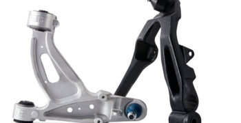 Image of a lower control arm over a white background
