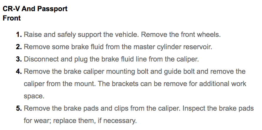 Honda CRV 2001-2006 Brake Caliper Repair Guide Removal and Installation