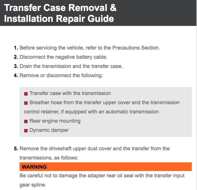 Toyota Tacoma 2002-06 Transfer Case Removal & Installation Repair Guide