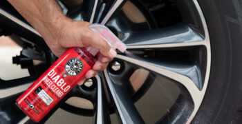 chemical guys diablo wheel cleaner being sprayed onto wheel