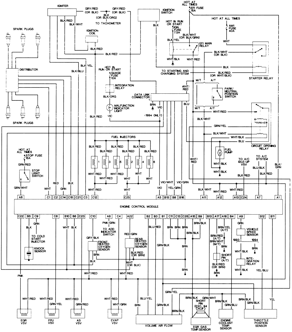 1993 Toyota Camry Engine Wiring Diagram