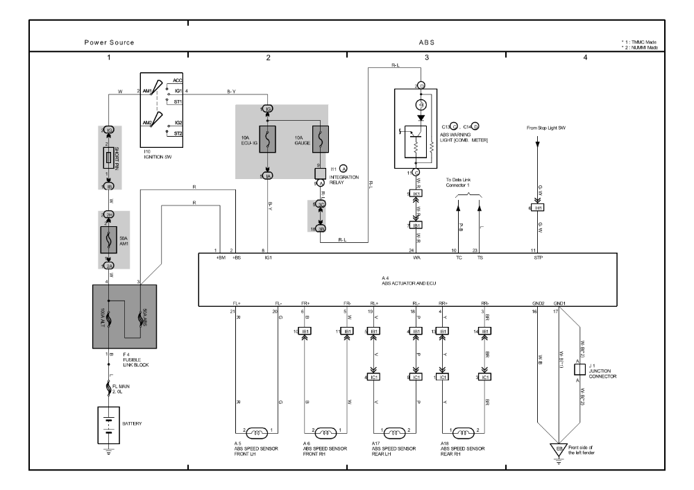 Toyota Celica, Corolla, ECHO & MR2 1999-05 Overall Electrical Wiring